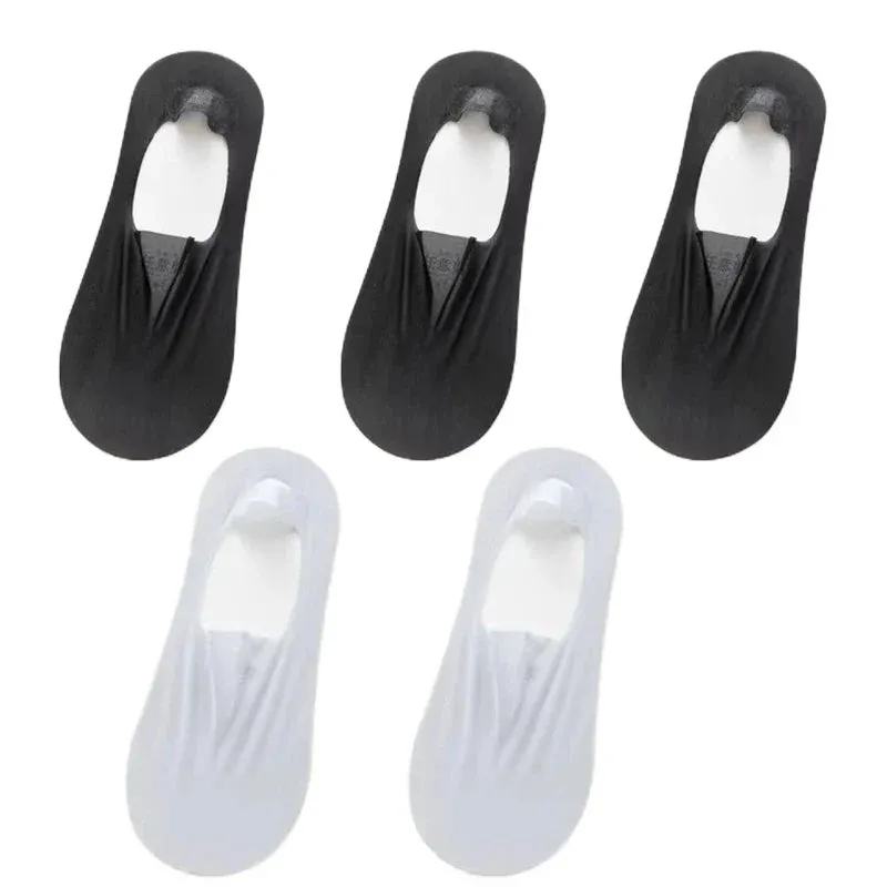 5 Pairs Ultra-Thin Short Socks  Invisible, Anti-Slip, Ice Silk