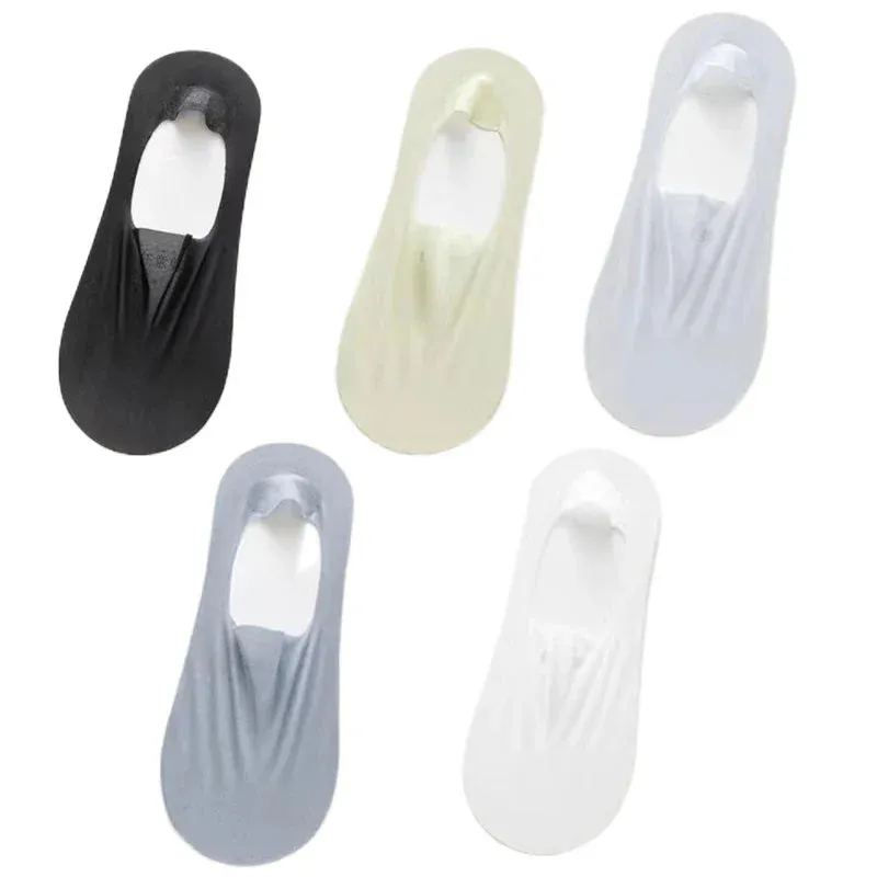 5 Pairs Ultra-Thin Short Socks  Invisible, Anti-Slip, Ice Silk