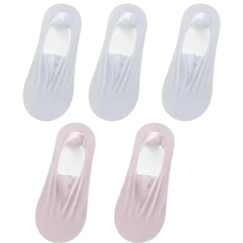 5 Pairs Ultra-Thin Short Socks  Invisible, Anti-Slip, Ice Silk