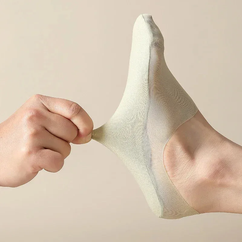 5 Pairs Ultra-Thin Short Socks  Invisible, Anti-Slip, Ice Silk