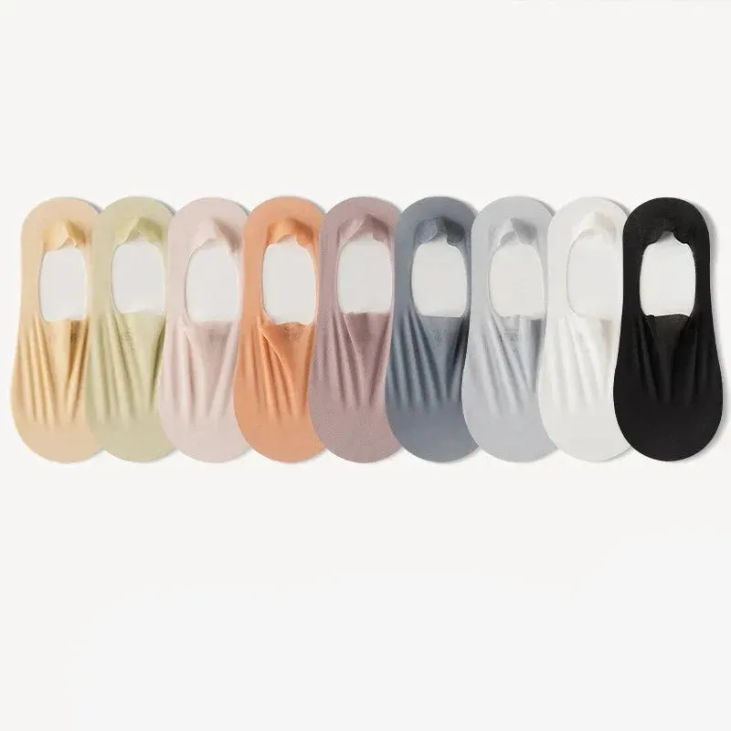5 Pairs Ultra-Thin Short Socks  Invisible, Anti-Slip, Ice Silk