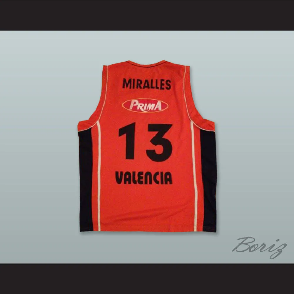 Albert Miralles 13 Pamesa Valencia Orange Basketball Jersey