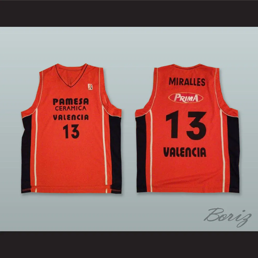 Albert Miralles 13 Pamesa Valencia Orange Basketball Jersey