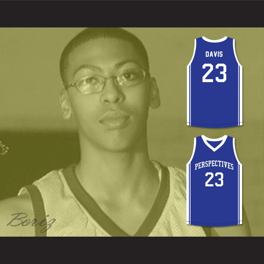 Anthony Davis 23 Perspectives Charter School Blue Basketball Jersey 2