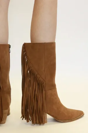 Babe Fringe Suede Boots- By Beast Fashion