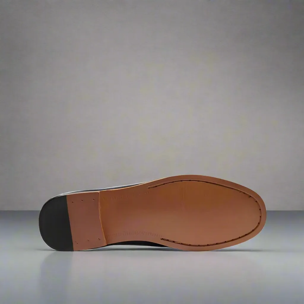 Black Italian Leather Lysandra Tassel Loafers - Loafers Shoes