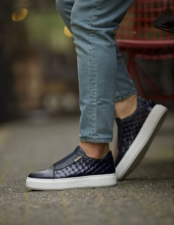 Blue Laceless Slip-On Sneakers