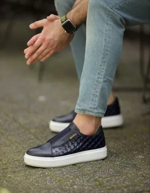 Blue Laceless Slip-On Sneakers