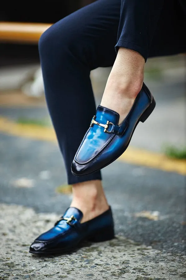 Blue Shaded Hand patina Loafers