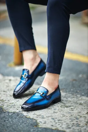 Blue Shaded Hand patina Loafers