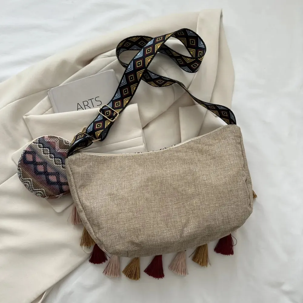 Boho Trail Tassel Crossbody   Mini Purse – Desert Print