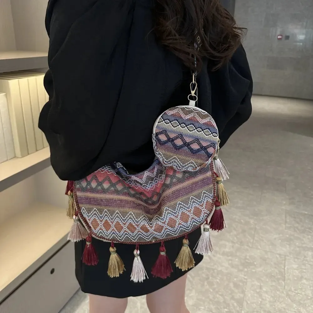 Boho Trail Tassel Crossbody   Mini Purse – Desert Print