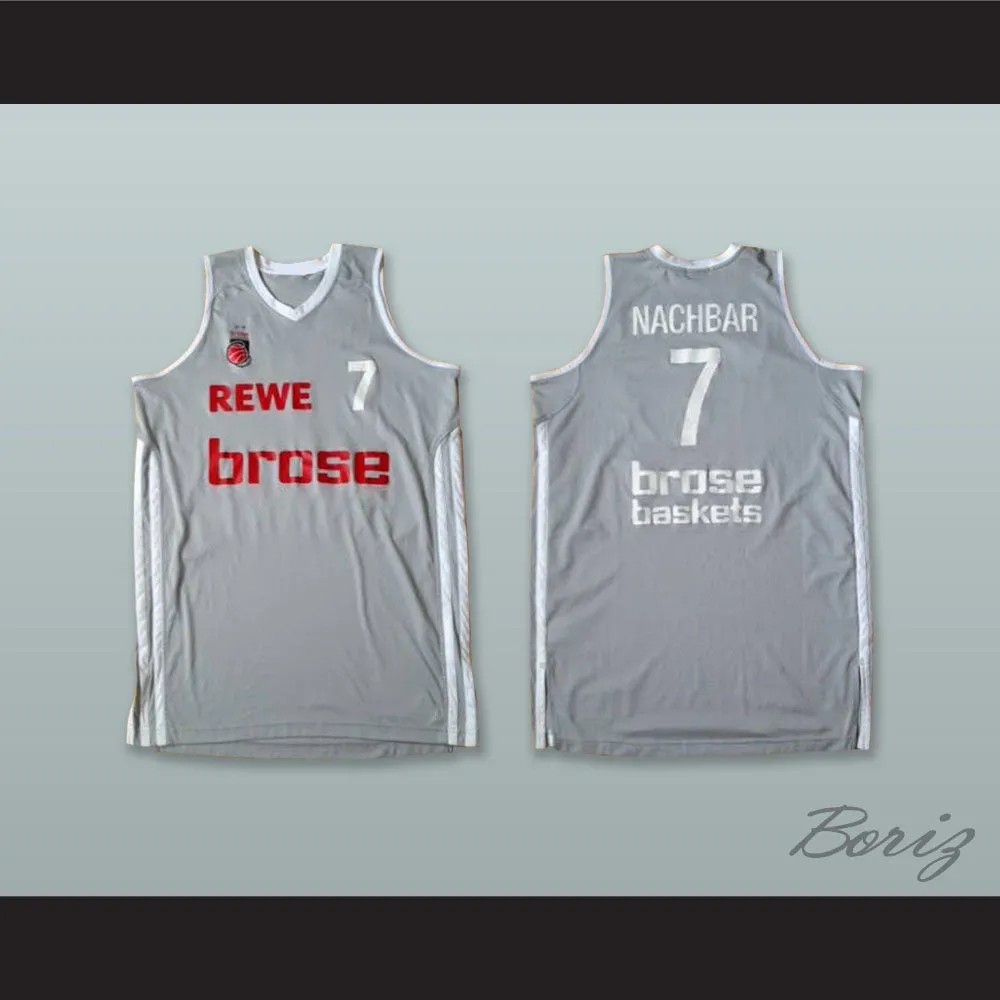 Bostjan Nachbar 7 Brose Bamberg Germany Gray Basketball Jersey
