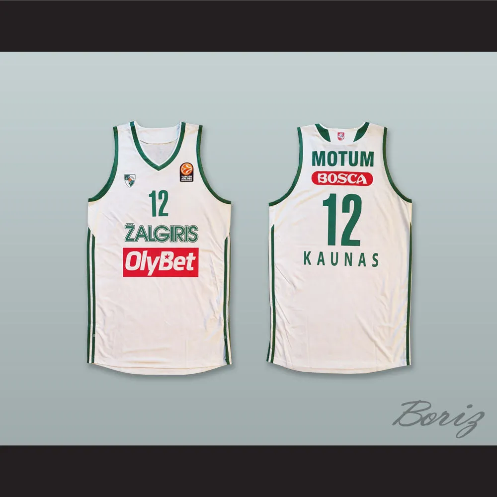 Brock Motum 12 BC Zalgiris Kaunas Lithuania White Basketball Jersey