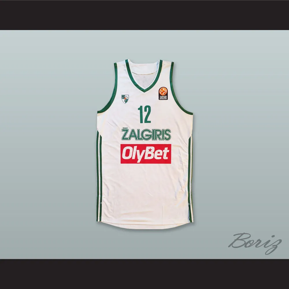 Brock Motum 12 BC Zalgiris Kaunas Lithuania White Basketball Jersey