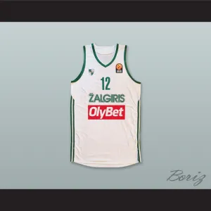 Brock Motum 12 BC Zalgiris Kaunas Lithuania White Basketball Jersey
