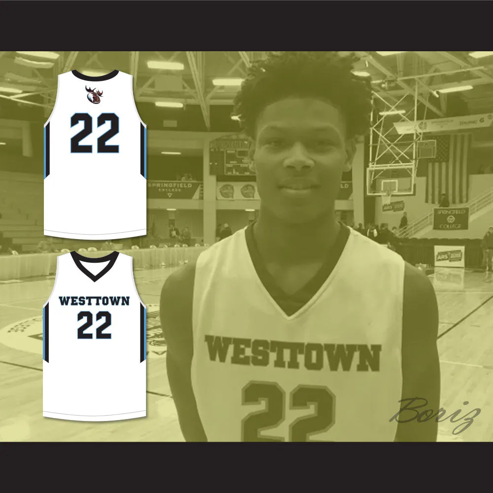 Cam Reddish 22 Westtown School Moose White Basketball Jersey 1