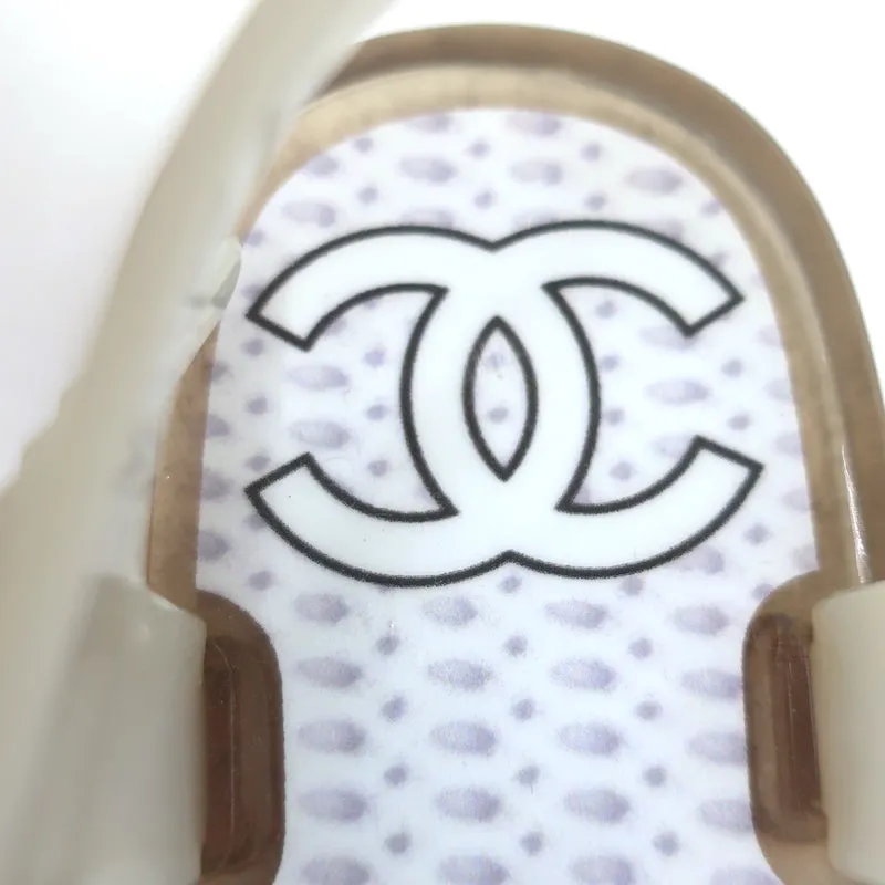 Chanel Camellia Thong Ankle Strap Jelly Sandals Cream Size 41