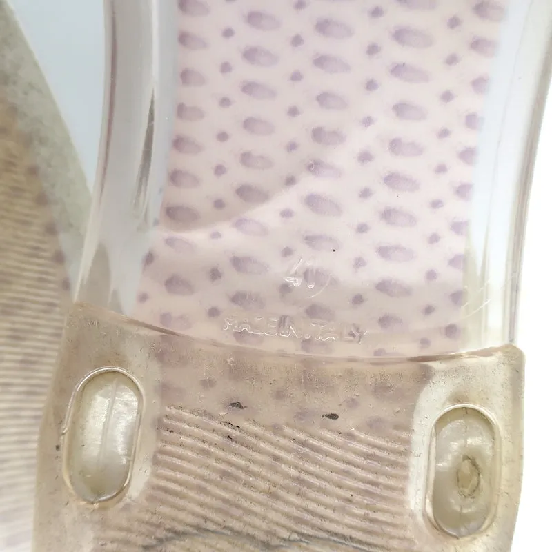 Chanel Camellia Thong Ankle Strap Jelly Sandals Cream Size 41