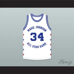Charles Barkley 34 Magic Johnson All Star Game White Basketball Jersey 1989 Midsummer Night's Magic Charity Event