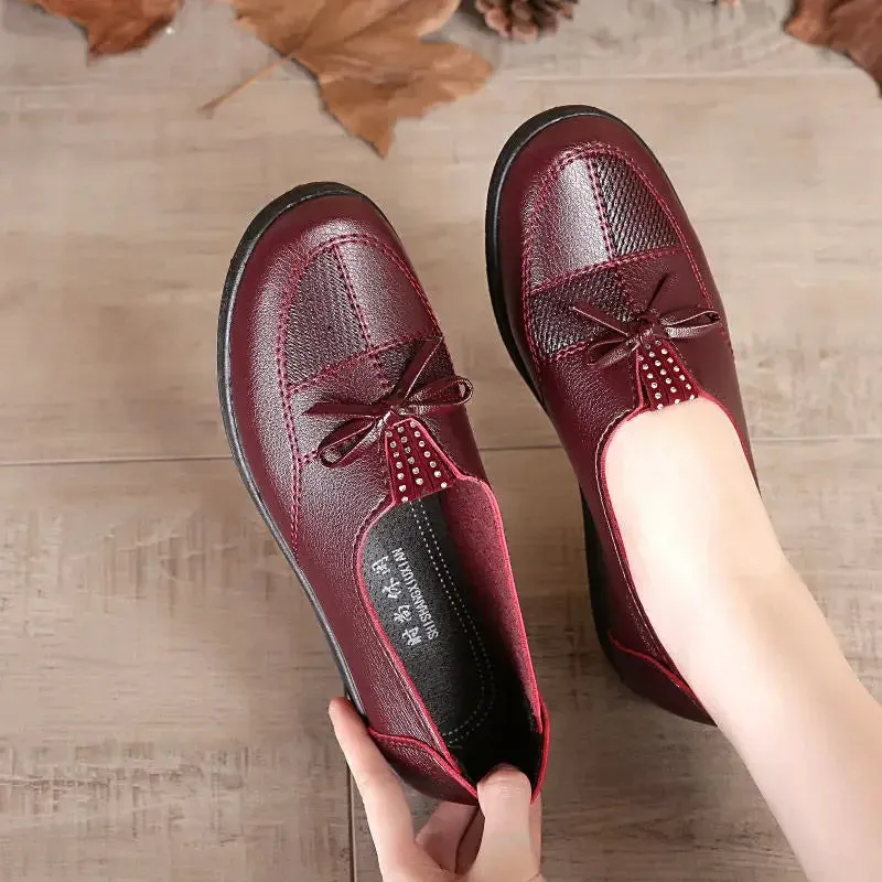 Cheap Leather Flats for Women - Classic Loafers, Spring Casual Shoes, Women's Leather Flats