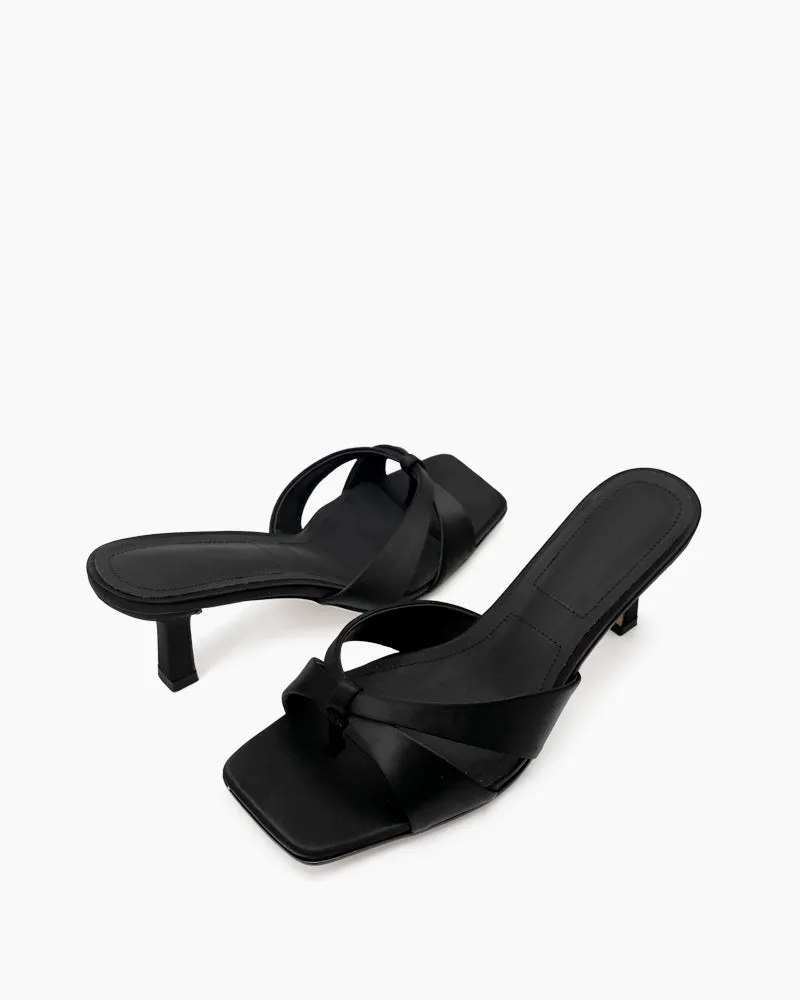 (Clean Up - US 9) Stiletto Heeled Thong Kitten Heel Sandals