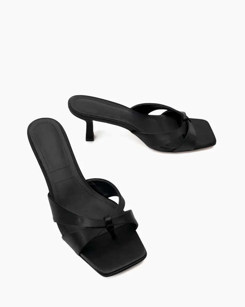 (Clean Up - US 9) Stiletto Heeled Thong Kitten Heel Sandals