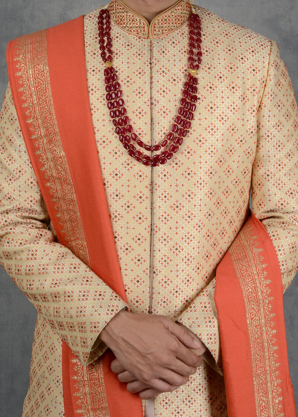 Cream Sherwani | Siddhesh Chauhan