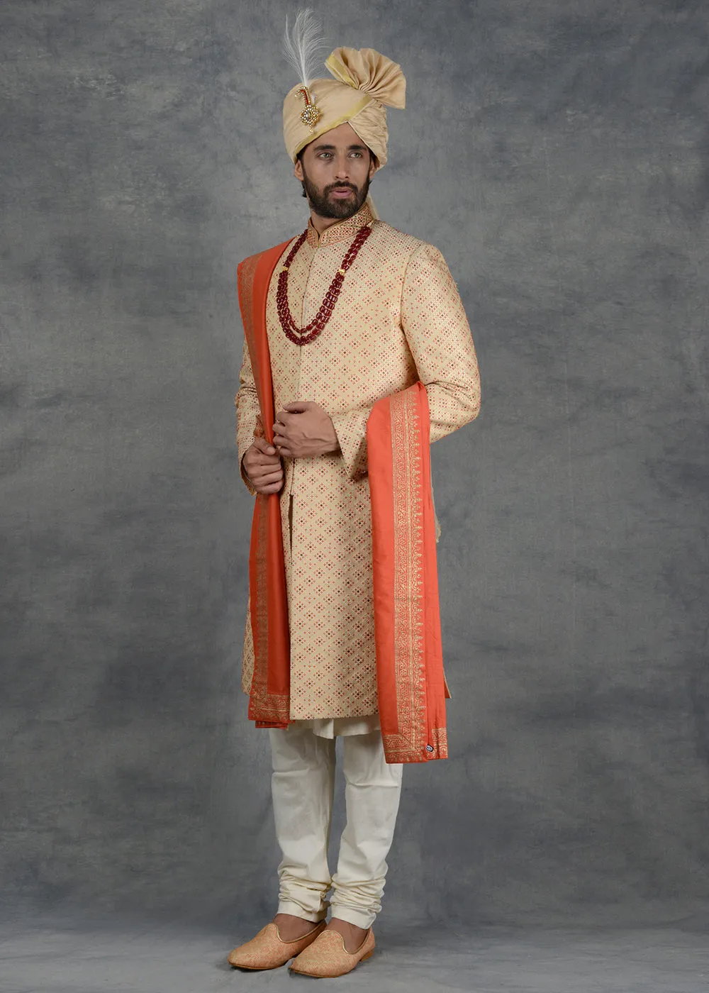 Cream Sherwani | Siddhesh Chauhan