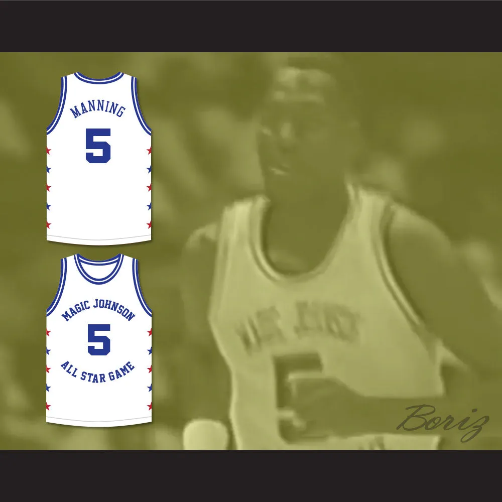 Danny Manning 5 Magic Johnson All Star Game White Basketball Jersey 1990 Midsummer Night's Magic Charity Event