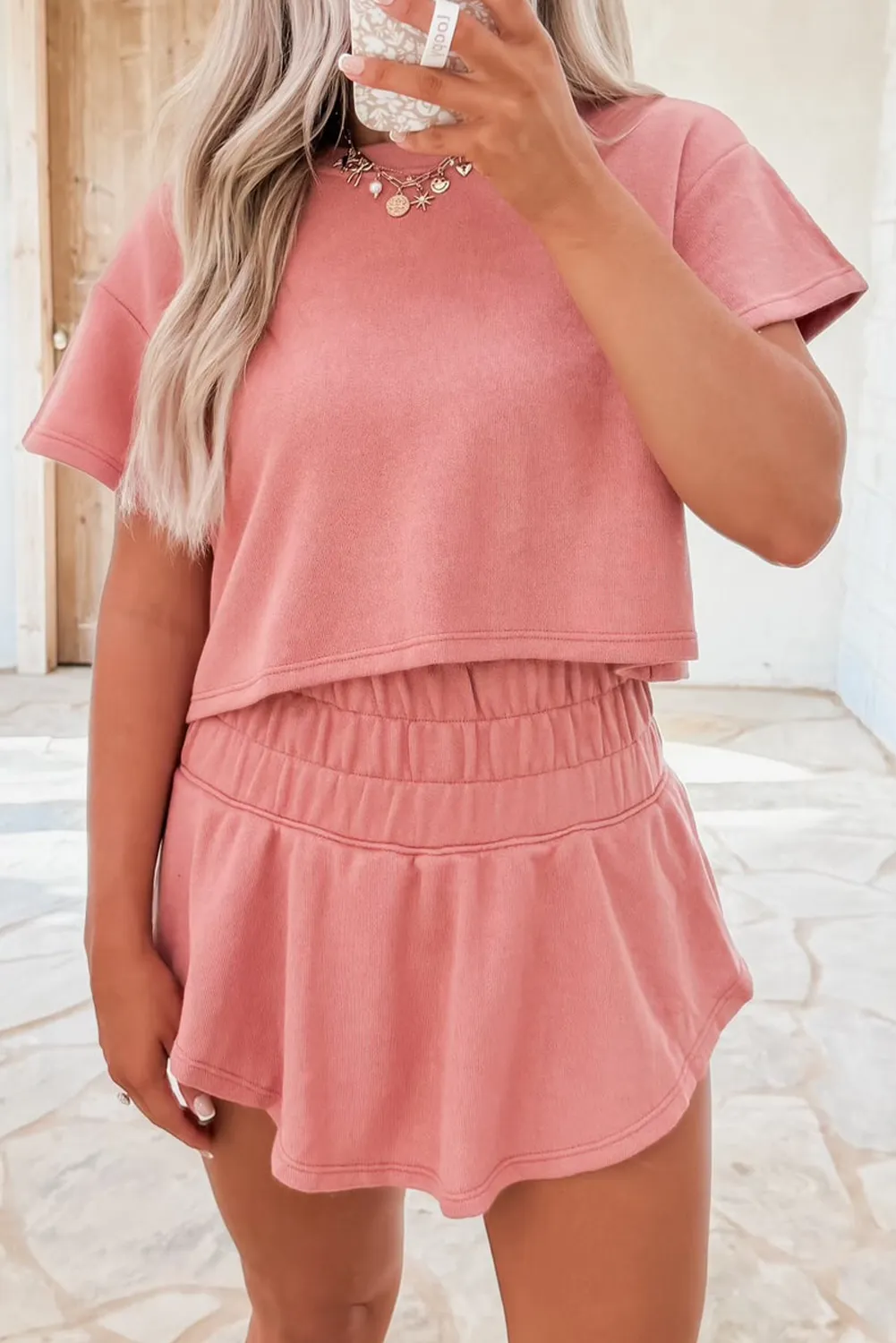 Desert Bloom Cropped Tee & Ruffle Skort Set