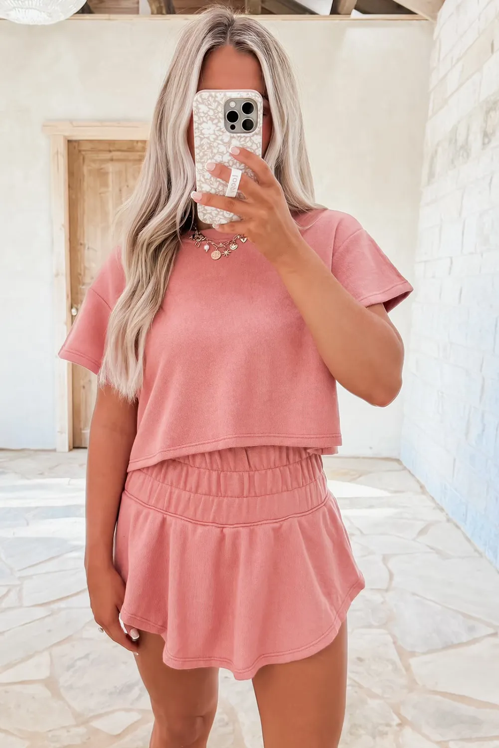 Desert Bloom Cropped Tee & Ruffle Skort Set