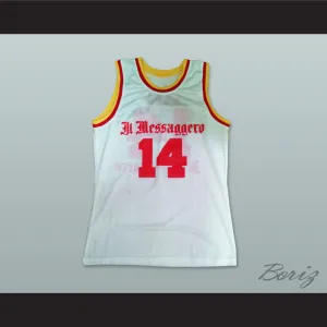 Dino Radja 14 Messaggero Roma White Basketball Jersey