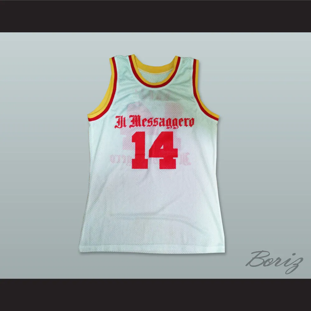 Dino Radja 14 Messaggero Roma White Basketball Jersey