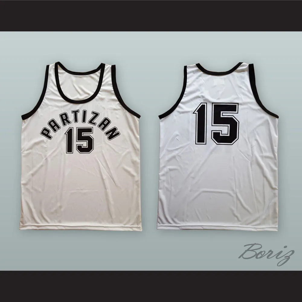 Drazen Dalipagic 15 KK Partizan Belgrade White Basketball Jersey