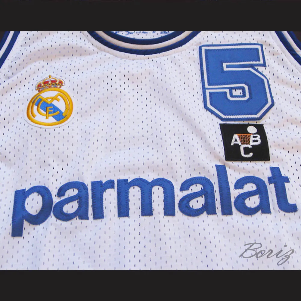 Drazen Petrovic 5 Real Madrid White Basketball Jersey