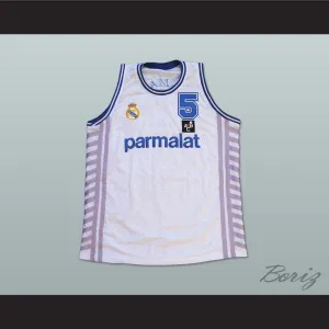Drazen Petrovic 5 Real Madrid White Basketball Jersey
