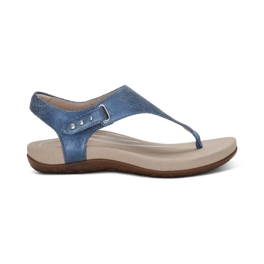 Ellie Adjustable Quarter Strap Thong Sandal - Blue - SE658