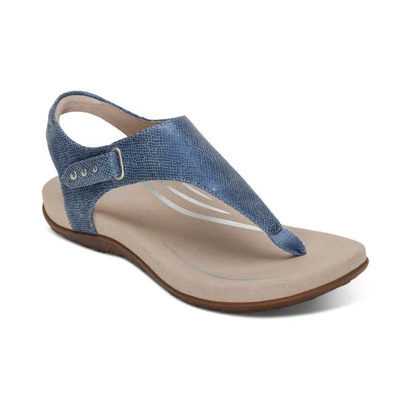 Ellie Adjustable Quarter Strap Thong Sandal - Blue - SE658