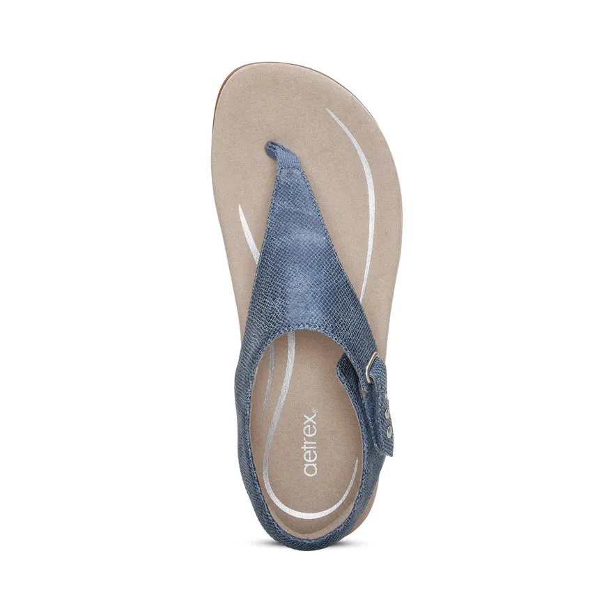Ellie Adjustable Quarter Strap Thong Sandal - Blue - SE658