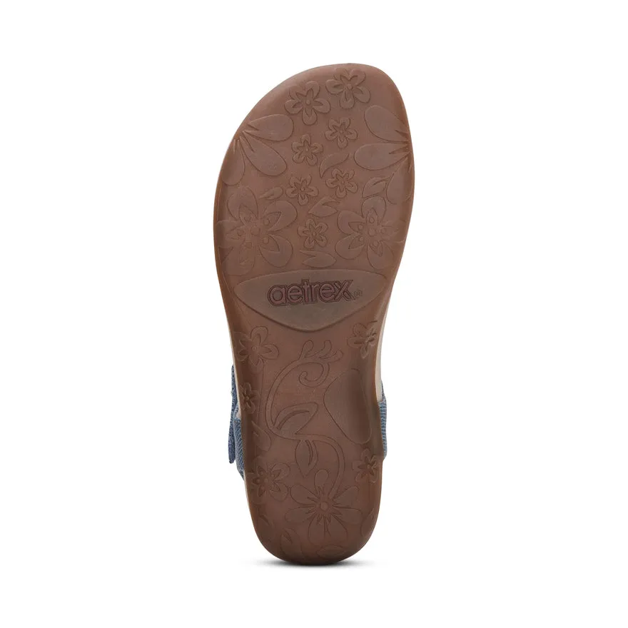 Ellie Adjustable Quarter Strap Thong Sandal - Blue - SE658