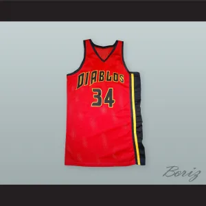 Elliot Richards 34 Diablos Red Basketball Jersey Bedazzled