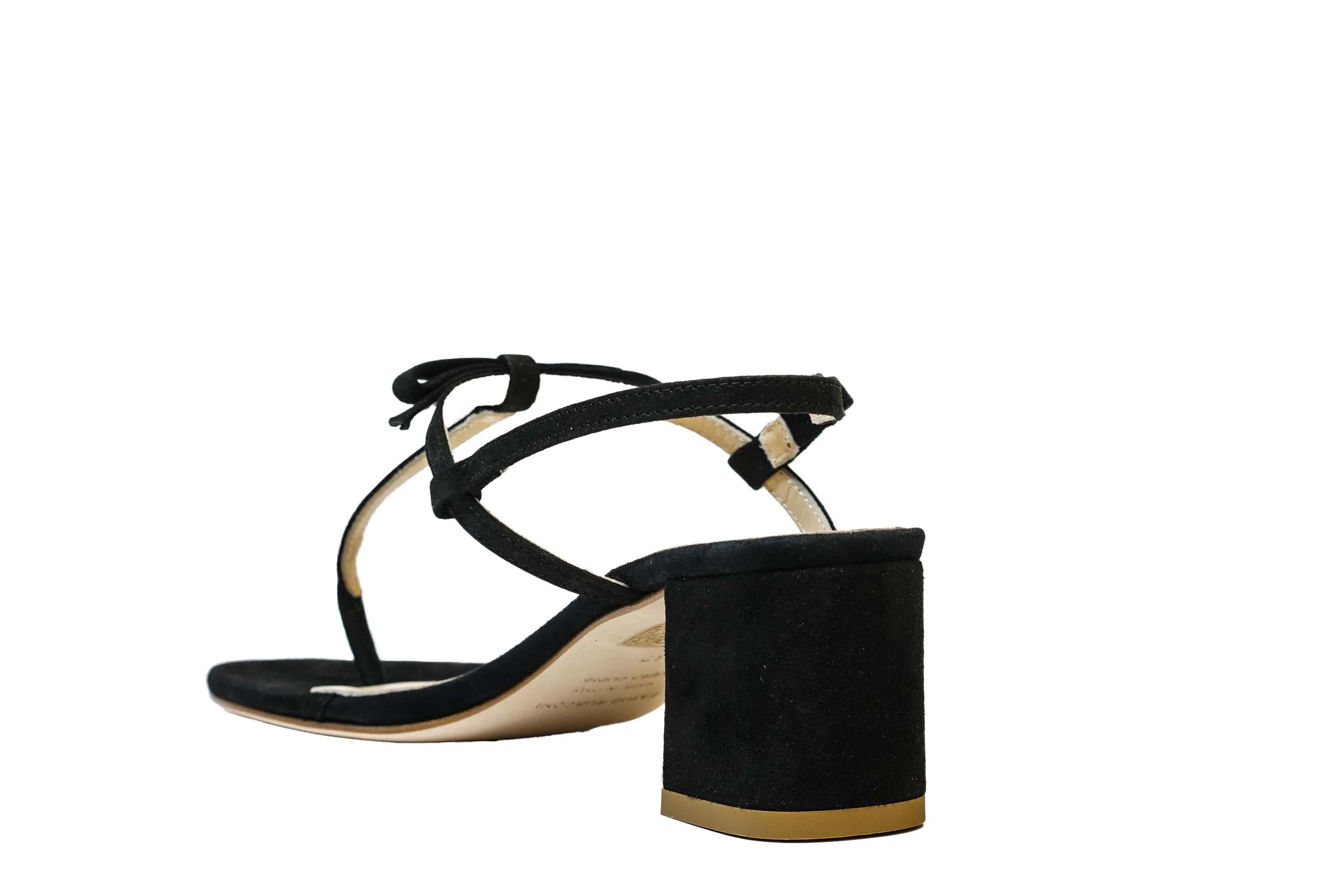 Fabio Rusconi Women's Black Suede Bow Thong Sandal E 1797