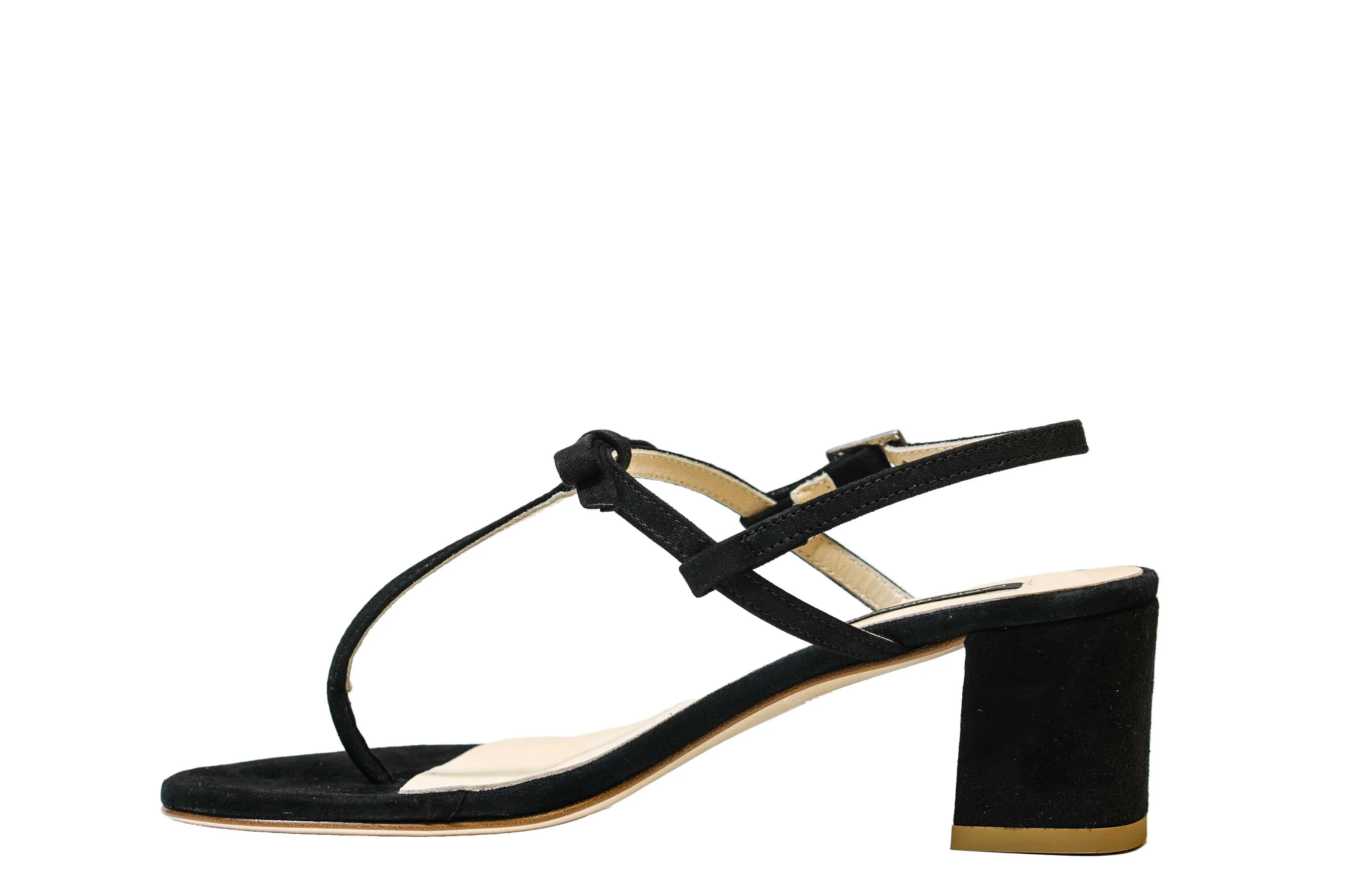 Fabio Rusconi Women's Black Suede Bow Thong Sandal E 1797