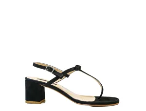 Fabio Rusconi Women's Black Suede Bow Thong Sandal E 1797