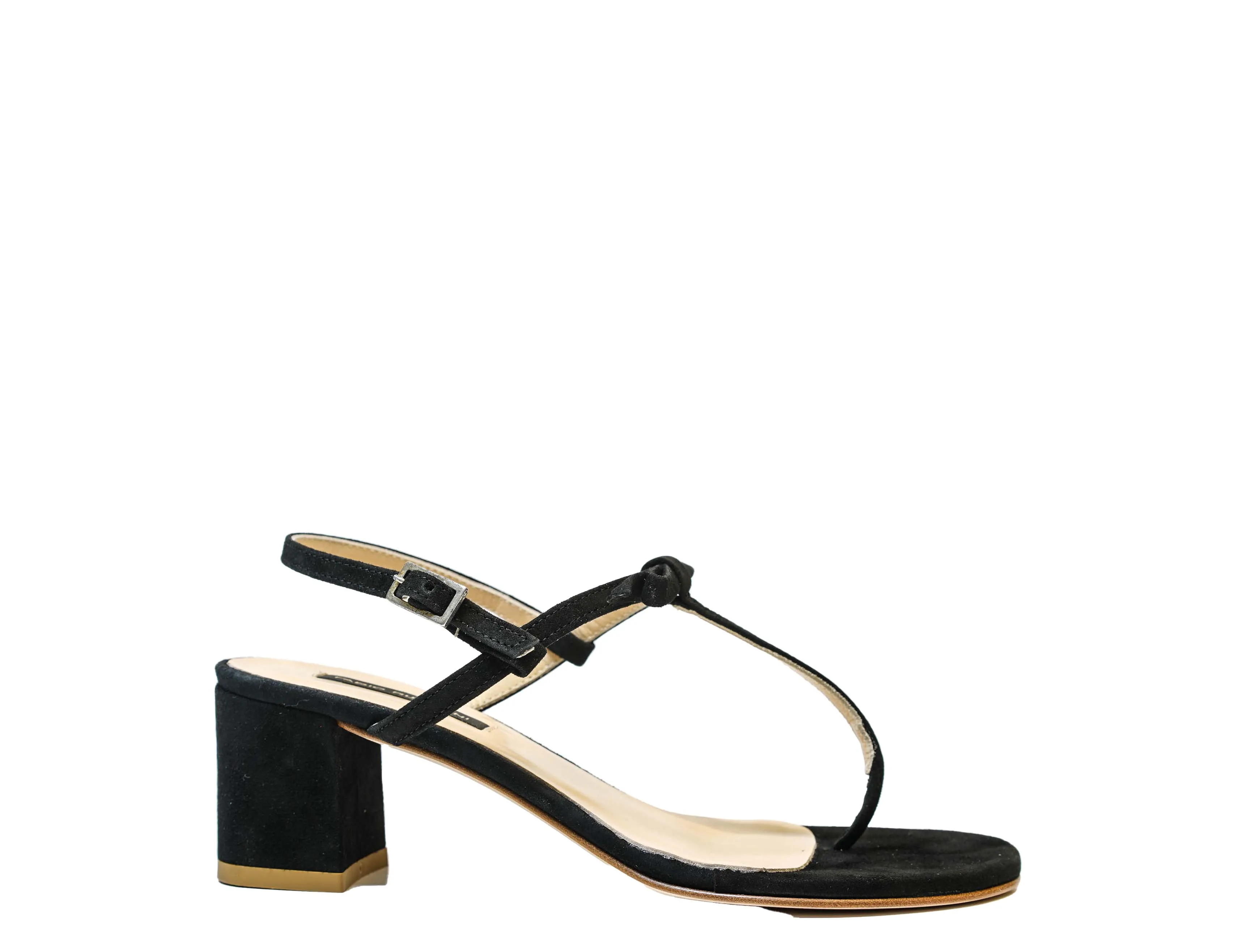 Fabio Rusconi Women's Black Suede Bow Thong Sandal E 1797