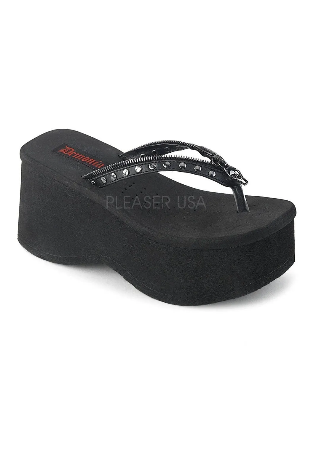 FUNN-33 Sandal | Black Faux Leather