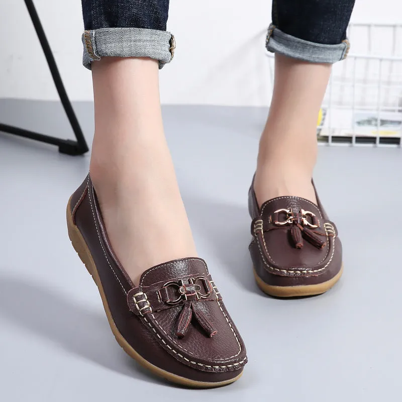 Genuine Leather Soft-soled Loafers for Women