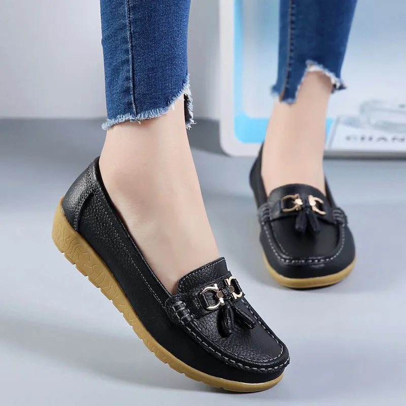 Genuine Leather Soft-soled Loafers for Women