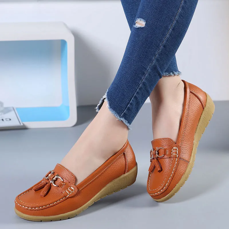 Genuine Leather Soft-soled Loafers for Women
